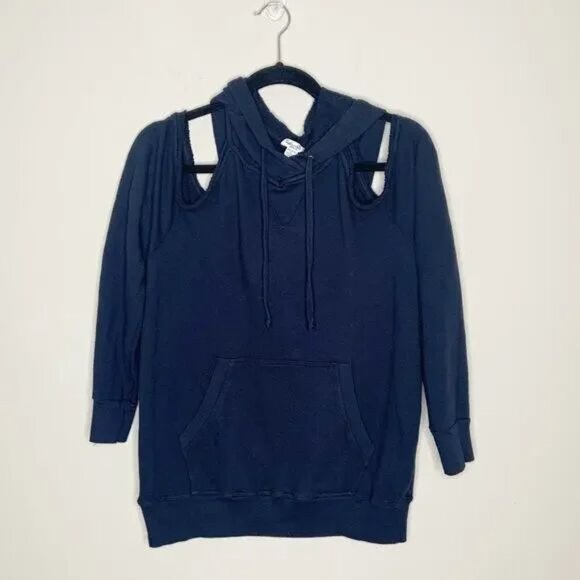 Splendid Soft Cotton Cold Shoulder Hoodie NWT - Picture 3 of 6